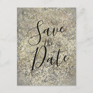 Gold Glitter Crackle Moderne Chic Save the Date Aankondigingskaart