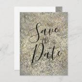 Gold Glitter Crackle Moderne Chic Save the Date Aankondigingskaart (Voorkant / Achterkant)