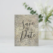 Gold Glitter Crackle Moderne Chic Save the Date Aankondigingskaart (Staand voorkant)
