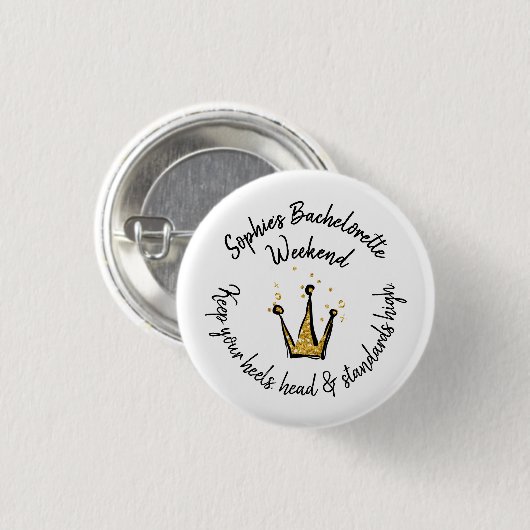 Gold Glitter Crown Bachelorette Weekendfeest Ronde Button 3,2 Cm (Voorkant /achterkant)