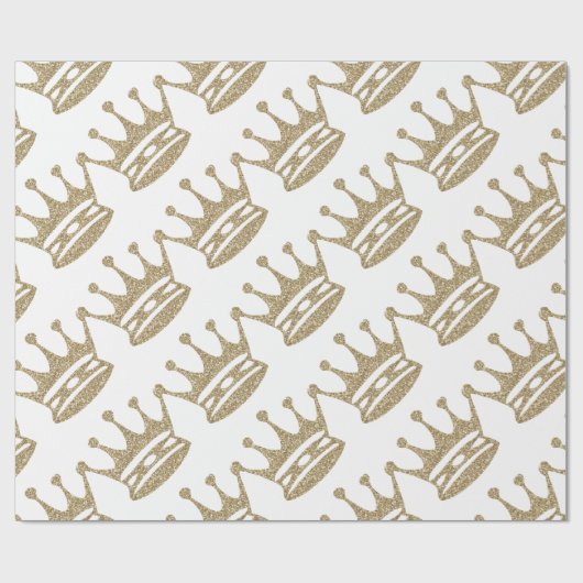 Gold Glitter Crown Cadeaupapier (Vlak)