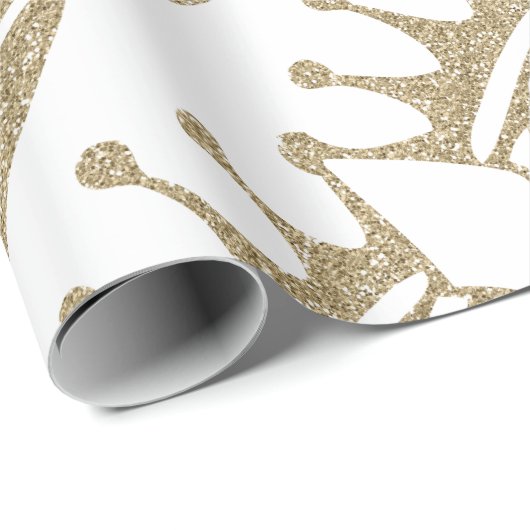 Gold Glitter Crown Cadeaupapier (Rol Hoek)