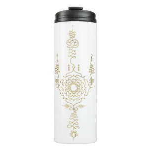 *~* Gold Glitter Crown Chakra Totem White Thermosbeker