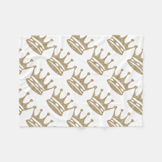 Gold Glitter Crown Fleece Deken (Voorkant (Horizontaal))