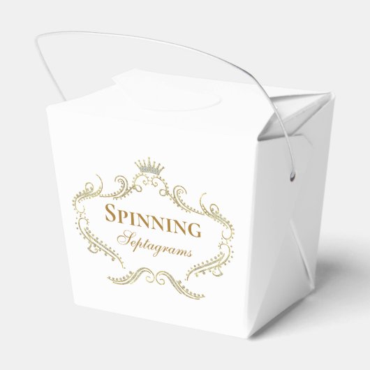Gold Glitter Crown Lijst White Background Bedankdoosjes (Achterkant)