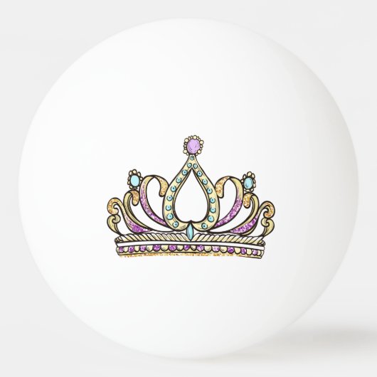 Gold  Glitter Crown Pingpongbal (Voorkant)