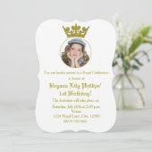 Gold Glitter Crown Royal Birthday Fotouitnodiging Kaart (Staand voorkant)