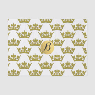 Gold Glitter Crowns Royal Monogram Elegant Modern Tissuepapier