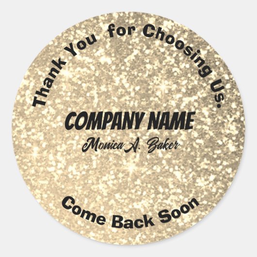 Gold Glitter Custom Business Ronde Sticker (Voorkant)