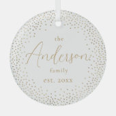 Gold Glitter Custom Family Name Script - Kerstmis Glas Ornament (Voorkant)