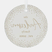 Gold Glitter Custom Family Name Script - Kerstmis Glas Ornament (Achterkant)
