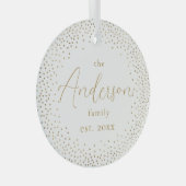 Gold Glitter Custom Family Name Script - Kerstmis Glas Ornament (Voorkant Rechts)