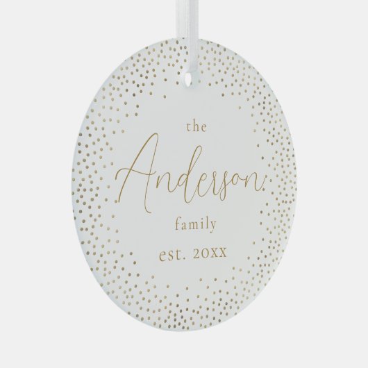 Gold Glitter Custom Family Name Script - Kerstmis Glas Ornament (Voorkant Rechts)