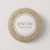 Gold Glitter Custom Jewish Shabbat Shalom Ronde Button 5,7 Cm (Voorkant)