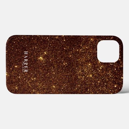 Gold Glitter Custom Name Hoesje-Mate iPhone Case (Achterkant (horizontaal))