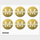 Gold Glitter Custom Name Monogram Initiaal Ronde Sticker (Vel)