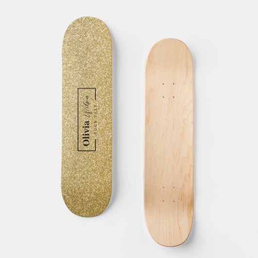 GOLD Glitter Custom Name Skateboard (Voorkant)