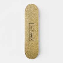 GOLD Glitter Custom Name Skateboard