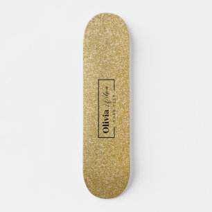 GOLD Glitter Custom Name Skateboard