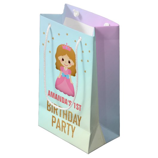 Gold Glitter Cute Little Princess Birthday Party Klein Cadeauzakje (Voorkant Gekanteld)