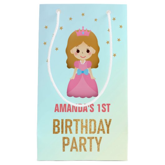 Gold Glitter Cute Little Princess Birthday Party Klein Cadeauzakje (Voorkant)