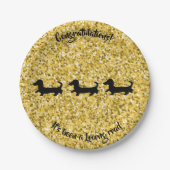 Gold Glitter Dachshund Bord Gefeliciteerd (Voorkant)