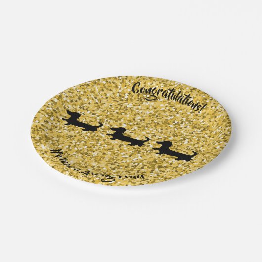 Gold Glitter Dachshund Bord Gefeliciteerd (Gekanteld)