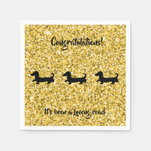 Gold Glitter Dachshund Paper Napkins Servet