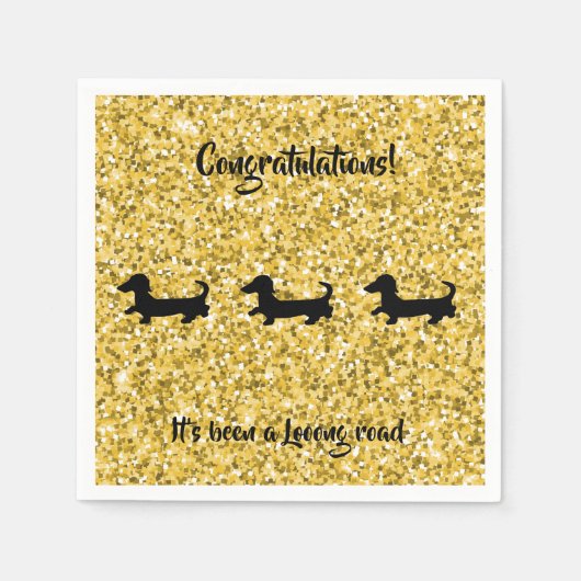 Gold Glitter Dachshund Paper Napkins Servet (Voorkant)