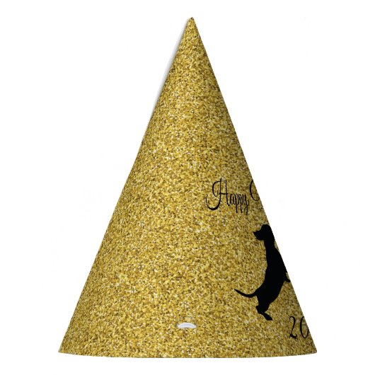 Gold Glitter Dachshund Pet nieuwjaarsfeest Feesthoedjes (Links)