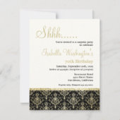Gold Glitter Damask 70e Surprise Birthday Party Kaart (Voorkant)