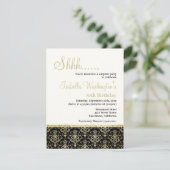 Gold Glitter Damask 70e Surprise Birthday Party Kaart (Staand voorkant)