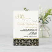 Gold Glitter Damask 70e Surprise Birthday Party Kaart (Staand voorkant)