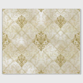 Gold Glitter Damask kerstfeestdag Cadeaupapier (Vlak)