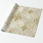 Gold Glitter Damask kerstfeestdag Cadeaupapier (Uitgerold)