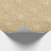 Gold Glitter Damask Pattern Monogramed Kerstmis Cadeaupapier (Hoek)