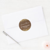 Gold Glitter Dark Brown Leather 50th Birthday Ronde Sticker (Envelop)