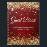 Gold Glitter Dark Red 21st Birthday Guestbook Notitieboek<br><div class="desc">Creëer je eigen gastenboek voor haar 21ste verjaardagsfeest in dit lege notitieboek. Meisjes faux sparkly,  goudglitter op de boven- en onderrand,  over een ondoorzichtige en donkerrode gradiënt of een ondoorzichtige achtergrond. U kunt de doopvontstijl en grootte aanpassen zoals nodig.</div>