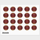Gold Glitter Dark Red 50th Birthday Ronde Sticker (Vel)