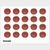 Gold Glitter Dark Red Leather 50e verjaardag Ronde Sticker (Vel)