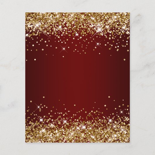 Gold Glitter Dark Red Ombre 60th Birthday Invite (Achterkant)