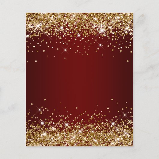 Gold Glitter Dark Red Ombre 60th Birthday Invite Flyer (Achterkant)