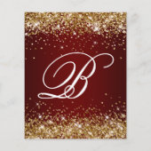 Gold Glitter Dark Red Ombre 60th Birthday Invite Flyer (Achterkant)