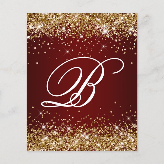 Gold Glitter Dark Red Ombre 60th Birthday Invite Flyer