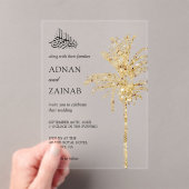 Gold Glitter Date Palm Muslim Wedding Acryl Uitnodigingen (Insitu (Draagbaar))