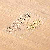 Gold Glitter Date Palm Muslim Wedding Acryl Uitnodigingen (Laagn)