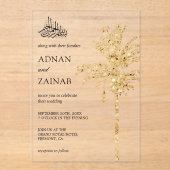 Gold Glitter Date Palm Muslim Wedding Acryl Uitnodigingen (Voorkant)