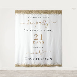 Gold Glitter Days to Wedding Welcome Hen Party Wandkleed