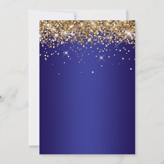 Gold Glitter Deep Blue Gradient 18th Birthday Kaart (Achterkant)