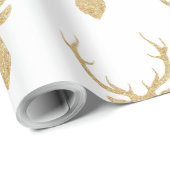 Gold Glitter Deer Head Silhouette Cadeaupapier (Rol Hoek)